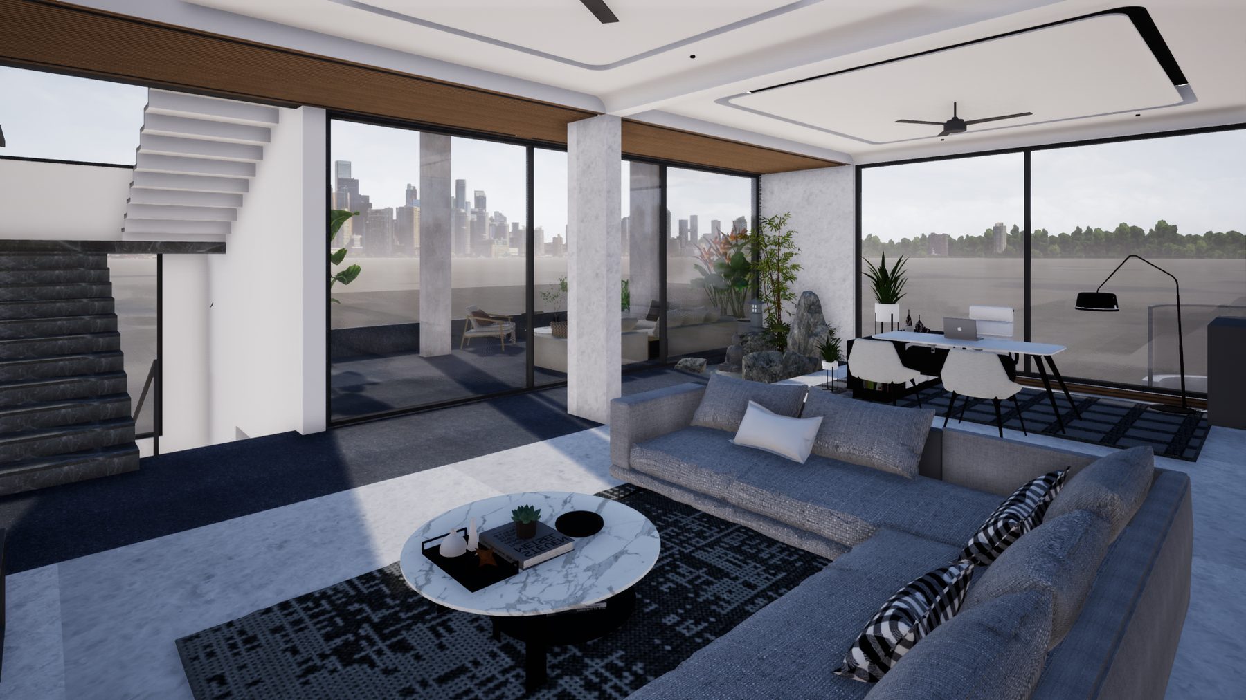 B-4 — The living volume and stair