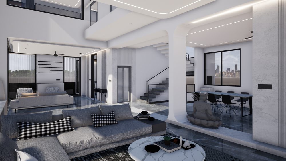 B-4 — Living towards the stair
