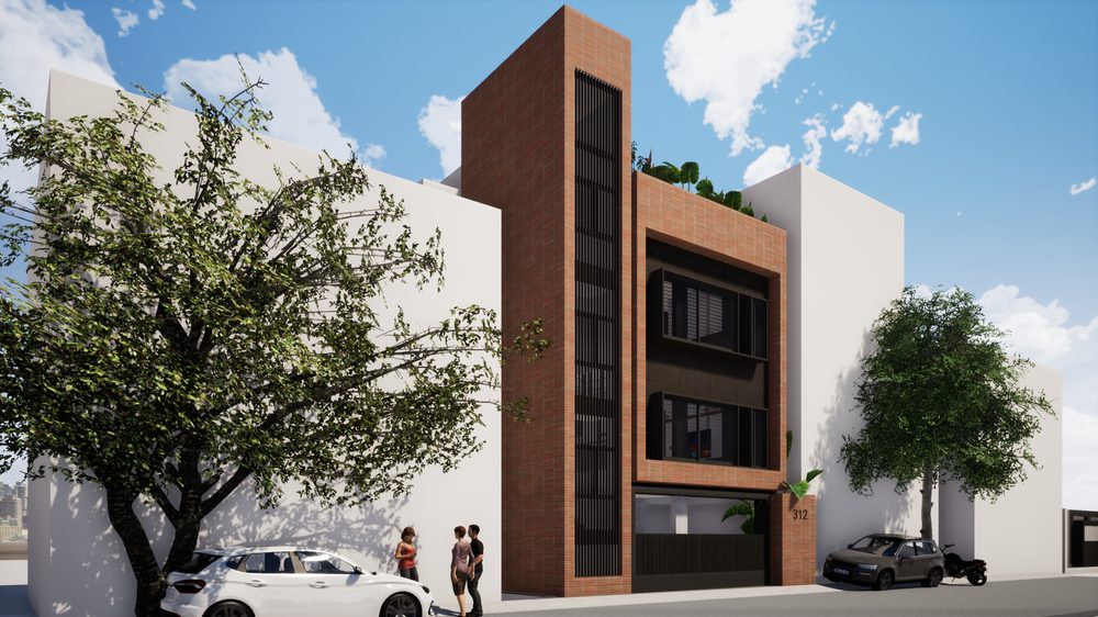 House of Volumes — Design render, approach view