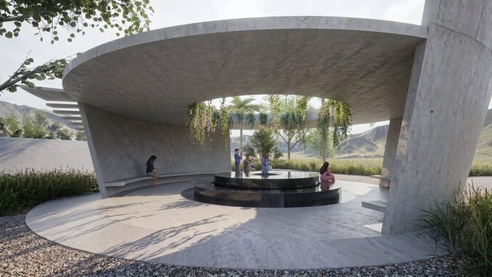 Memorial for M — The pavilion in its landscape