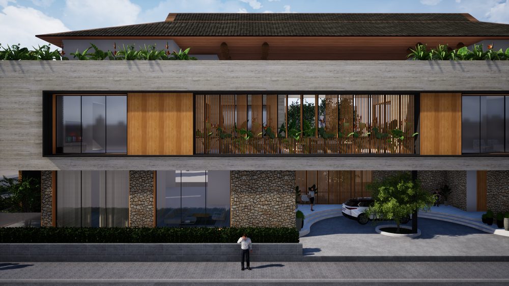 Thatch Villa — The screened middle
